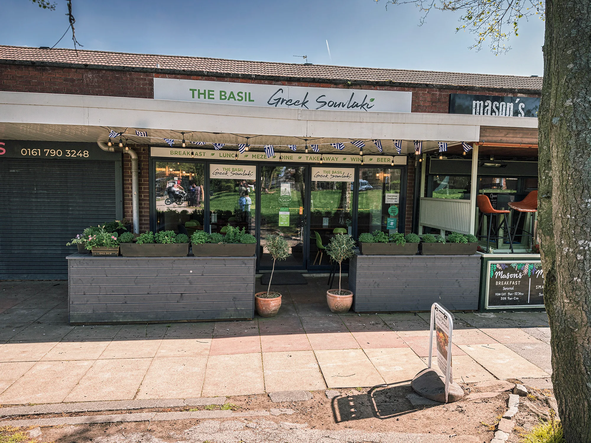 The Basil Greek Souvlaki shopfront at Standfield Centre, Boothstown